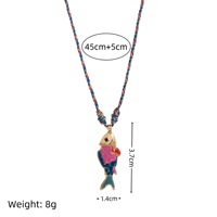 Collier tendance CYNYA de haute qualité avec cordon coloré et pendentif en acier inoxydable plaqué or en forme de poisson marin – Article de mode populaire