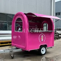 Promotion UE : Mini remorque alimentaire ronde de 2,2 m pour la vente de hot-dogs et pizzas en extérieur, chariot de restauration mobile, camion de cuisine