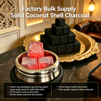 Charbon de coco personnalisé en briquettes haute densité, sans fumée, pour chicha et narguilé