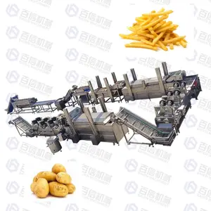 100kg Small Scale Fully Automatic Frozen Potato Chips French Fries Processing Production Line Potato Half-Fried Making Machine