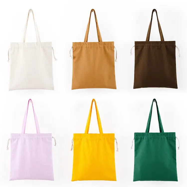 Schlussverkauf hochwertige individuelle Leinwand-Tote-Tasche mit Ziehband umweltfreundliche Recycling-Baumwoll-Einkaufstasche