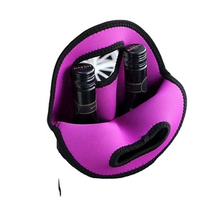 Neoprene Dampproof Double Wine <b>Bottle</b> Holder Insulated Cooler Bag 2 Pack Insulated Tote <b>Bottle</b> Carrier Bucket Wine Cooler Bag - Product Image 5
