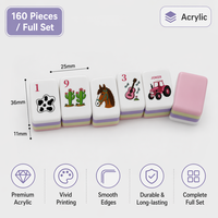 Set Ubin Mahjong Poker Pantai Tropis Modern Kustom 160Pcs Akrilik Berukir Laser Cetak UV Tema Laut Warna-warni Permainan Papan Hadiah