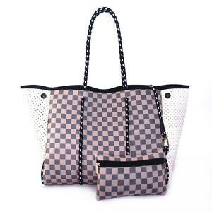 Borsa <span class=keywords><strong>da</strong></span> Spiaggia in Neoprene con Motivo Geometrico, Grande Capacità, Borsa <span class=keywords><strong>da</strong></span> <span class=keywords><strong>Viaggio</strong></span> Estiva con Piccola Pochette, Set Borsa <span class=keywords><strong>da</strong></span> Spiaggia per Donna - Product Image 3