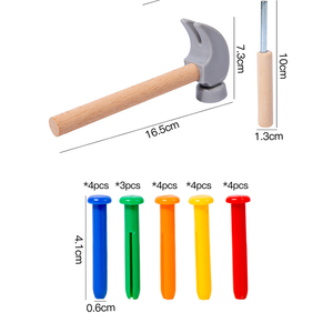 Jouet <span class=keywords><strong>marteau</strong></span> en bois avec chevilles colorées pour enfants, outils d'apprentissage Montessori pour le développement de l'éducation précoce - Product Image 4