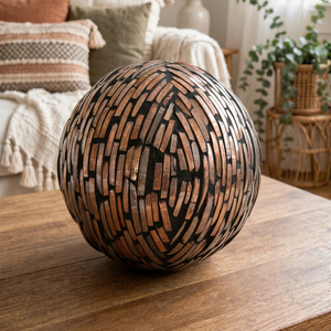 Décoration de table en bois de palmier artisanal, centre de table rond en bois naturel pour salon, chambre, style bohème, toutes saisons - Product Image 1