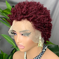 Perruque Afro Courte Bouclée Crépue en Dentelle 13x4 Marron Clair, Cheveux Humains Vierges Brésiliens, Sans Colle, Couleur Naturelle, Densité 180%, Pas Cher