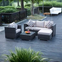 Ensemble de canapés d'extérieur modernes très vendus, meubles de salon, ensemble de canapés de jardin en rotin tressé pour appartement, parc, 5 places