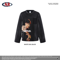 T-shirt à manches longues épais pour homme, 325 g/m², 100 % coton, effet vieilli, délavé par pulvérisation, coupe oversize, style streetwear, vente en gros