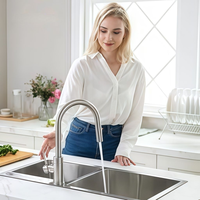 Robinet de cuisine extractible en acier inoxydable 304 avec cartouche céramique 360° °   Robinet de cuisine à rotation sur support, monotrou, pour évier