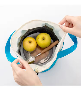 Xi lanh cách nhiệt ăn trưa hộp Túi xách tay công suất lớn dây rút Tote Túi mềm hai mặt mát Túi ba lô thực phẩm thư CN; zhe - Product Image 5