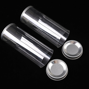 丸箱コンテナ金属蓋付き透明プラスチックシリンダー - Product Image 3