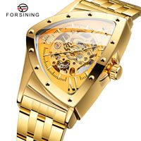 Montre-bracelet mécanique squelette automatique pour homme, modèle 8243 Unique China, bracelet en acier inoxydable, résistante à l'eau avec triangle, pour usage professionnel