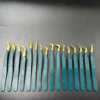Hochpräzise Edelstahl-Pinzetten für Wimpernverlängerung, Goldene Feder-Delfin-Blüten-Pinzetten-Serie mit Glatter Spitze