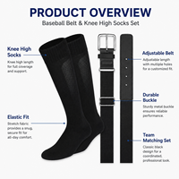 Ensemble ceinture et chaussettes de baseball personnalisables, ceinture d'uniforme d'équipe réglable, chaussettes de baseball hautes jusqu'au genou, OEM ODM Marque privée