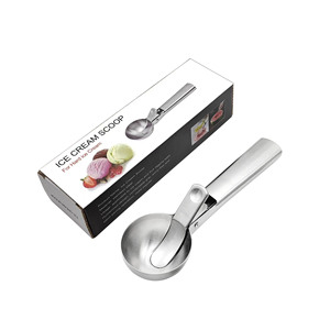 Cuchara reutilizable de acero inoxidable 430 para helado con gatillo, utensilio de cocina para hacer bolas de <span class=keywords><strong>hielo</strong></span> <span class=keywords><strong>en</strong></span> caja - Product Image 3