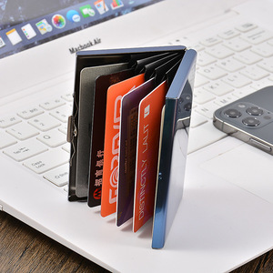 Porte-cartes de crédit et d'identité fin en acier inoxydable avec blocage RFID, personnalisable avec logo, vente en gros d'usine, promotionnel - Product Image 4
