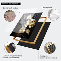 Tableau moderne en feuille d'or, impression HD sur toile, avec cadre métallique, design floral de luxe, décoration intérieure