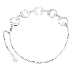 Cadena de cintura Moon de aleación de zinc, estilo punk, para uso diario, color plateado, diseño de una sola vuelta, accesorio de joyería de moda - Product Image 3