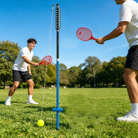Rebotador de Tenis con Resorte y Altura Ajustable, con 2 Raquetas para Práctica Individual en el Patio Trasero