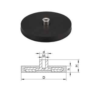 מפעל סין n52 neodymium d22 d88 פנימי חוט שחור חזק גומי מצופה מגנט קטן עגולה קטן - Product Image 2
