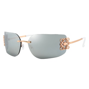 New Arrival Y2K <b>Retro</b> Oversized Vintage Brand Designer Metal Rimless UV400 <b>Sunglasses</b> - Product Image 2