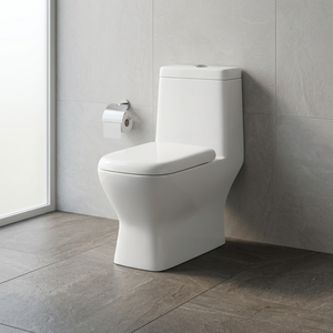 WC monobloc en céramique ivoire avec siphon en P, chasse d'eau à décharge rapide, abattant à fermeture douce, siège de toilette africain, chaise de toilette - Product Image 5