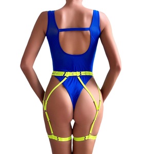 Lingerie féminine ODM sexy en maille colorée avec <span class=keywords><strong>porte</strong></span>-jarretelles, combinaison en polyester, modèle de sous-vêtements pour femme - Product Image 5