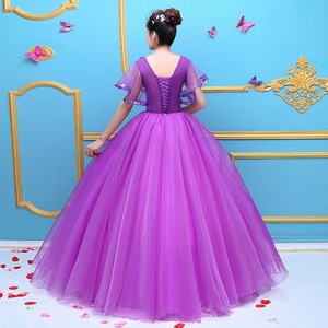 Purple Tulle Ball Gown With Embroidery Stage Performance Dress Women Adult Size Long Spring Style - Product Image 4