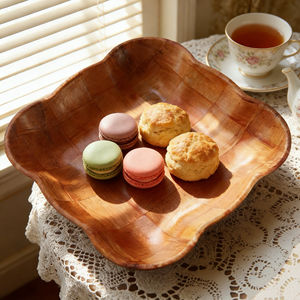 Juego de Tazones para Servir de Madera Maciza, Vajilla de Madera Reutilizable para Eventos de Catering, Duradera y de Larga Duración, Grano Natural - Product Image 2