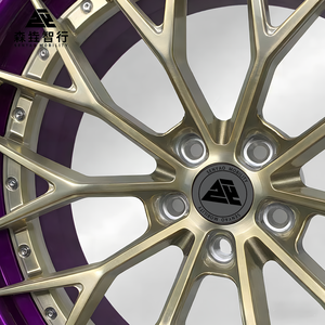 Geschmiedete 6061-T6 Aluminium-Zweiteilerräder in Bronze-Gold mit individuellen Farbauswahlmöglichkeiten und anpassbarem Speichenstil für Luxusmodelle. - Product Image 1