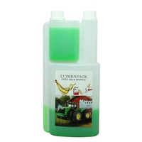 Bouteille doseuse à double compartiment en PEHD de 1000 ml (32 oz) avec bouchon à vis inviolable, compatible essence, impression sérigraphique