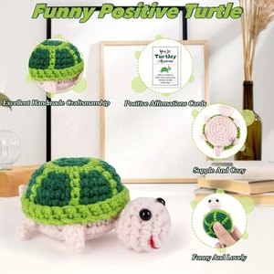 Handmade Crocheted <b>Turtle</b> Ornament Green Polyester Mini Size with Card-Valentine's Day Gift for Home Decor - Product Image 2