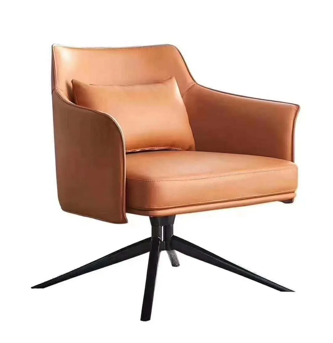 Selle en cuir de haute qualité en acier inoxydable loisirs salon pivotant chaise de salon moderne
