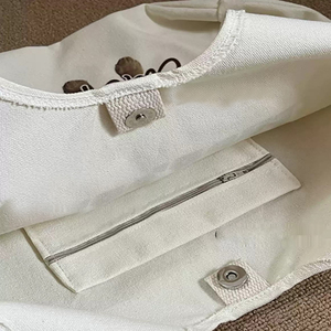 Sacs de plage fourre-tout en coton doux avec poignées shopping en gros bon marché avec conception d'impression de logo personnalisé - Product Image 2