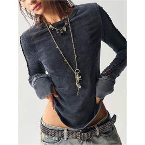 เสื้อถักแขนยาวผู้หญิงแบบเว้าคอ ทรงหลวม สไตล์วินเทจ ลำลอง - Product Image 3