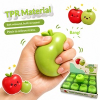 Jouet Squishy Croustillant Pomme Verte Anti-Stress, Gadget Fidget Emballé Transparent pour Jeunes et Adultes d'Âge Moyen