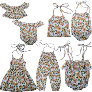 Romper de algodón estampado con tirantes ajustables y cuello halter para bebé, estilo hawaiano, primavera-verano, talla personalizada - Product Image 1