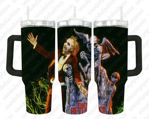 El más nuevo precio barato de fábrica al por mayor personalizado Beetle Juice Acero inoxidable 40 ozTravel taza de vidrio al vacío con asa y pajita - Product Image 4