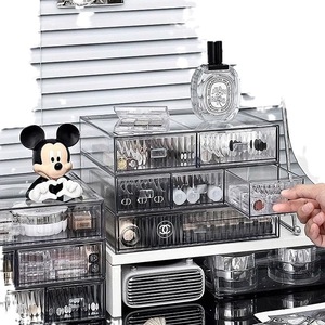 Acrylic Cosmetic Storage Box With <b>Drawers</b> Transparent Dustproof Organizer For <b>Makeup</b> Lipstick Eyeshadow Perfume 18L - Product Image 5