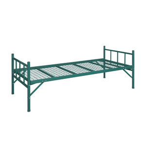 Adults and Children Customized Green Steel Metal <b>Single</b> Full Size <b>Bed</b> Frame Spring Minimalist Stable Bedroom Furniture for Hotel - Product Image 1