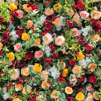 LFB1746-1 Rose rouge orange 3d 5d Mur de fleurs en toile de fond 8 pieds X 8 pieds Rouleau de mur de fleurs en toile de fond Mur floral pour mariage en plein air
