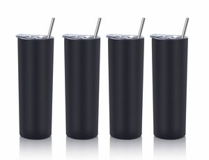 Ensemble de gobelets isothermes fins en acier inoxydable de 20 oz avec couvercles, gobelets à eau minces isolés pour personnalisation DIY, noirs - Product Image 5