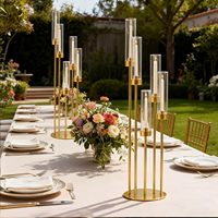 Gold Metall Acryl Kerzenhalter Hochzeit Herzstück Home Tisch dekoration Hoch 5 Arme Kandelaber Ständer