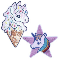 Patch brodé licorne mignonne, crème glacée, étoile, paillettes, appliqué dessin animé, thermocollant ou à coudre pour vêtements d'enfants, sacs, DIY, vente en gros, personnalisé