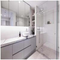 Meuble-lavabo mural moderne CBMmart à double vasque avec robinet miroir intelligent et éclairage LED pour appartement