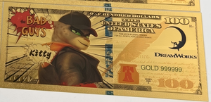 Lot de 8 billets de banque en feuille d'or <span class=keywords><strong>Bad</strong></span> Guys, style 100$, carte de collection de dessin animé, souvenir, cadeau - Product Image 5
