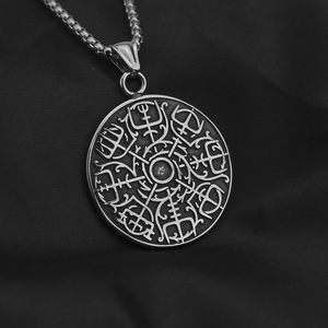yunnique Nordic Vintage Stainless Steel Men's Pendant Viking <b>Compass</b> Necklace Charm Geometric Design Gift Jewelry - Product Image 2