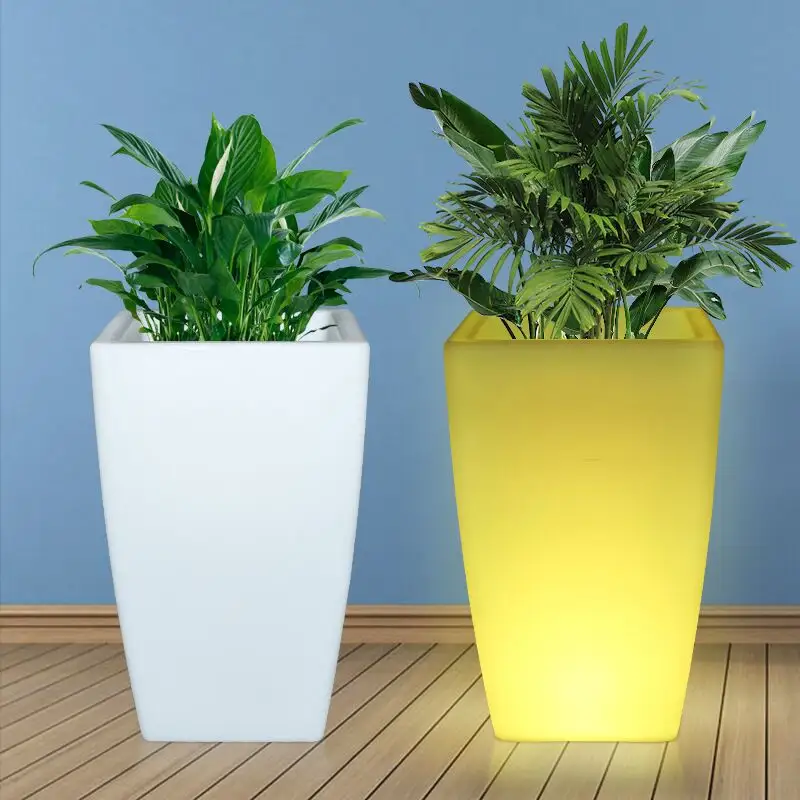 Pot de fleurs à LED pour la décoration du jardin et de la piscine, jardinière en plastique, grand vase pour plantes