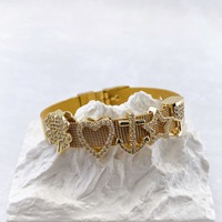 Bracelet en maille métallique avec breloques mixtes, strass, symboles de fruits et d'animaux, breloques coulissantes pour femmes américaines, bijoux de poignet personnalisés